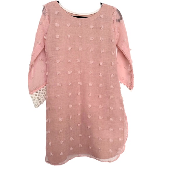 Pakistani Pink Embroidery Kurta Kurti - Picture 2 of 2